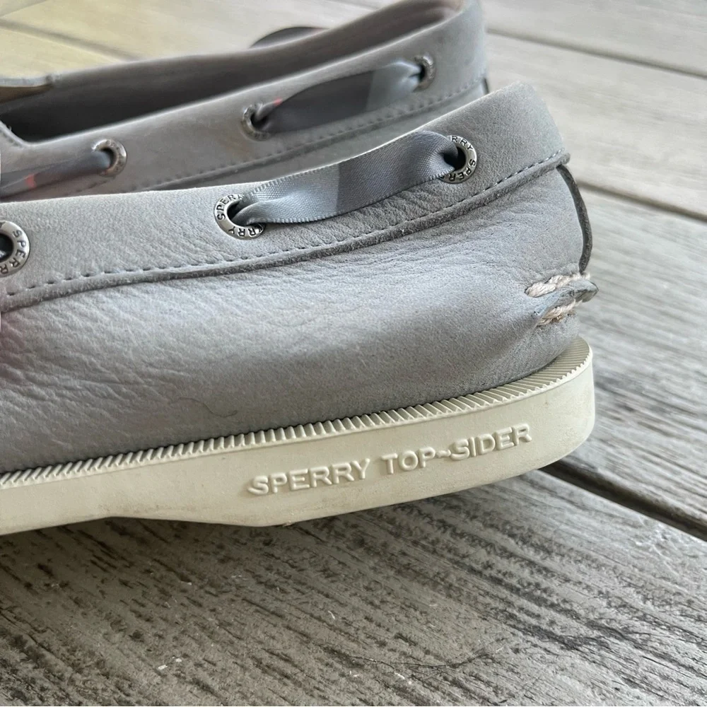 Sperry Top Sider Ribbon Lace Gray Boat Shoes Womens Size 8